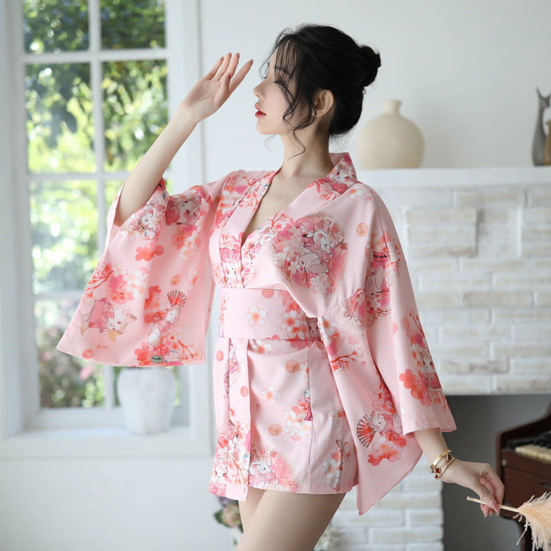 New Aexy Lingerie Manufacturers Supply Sexy Lingerie Women New Japanese Printed Kimono Suit Bathrobe