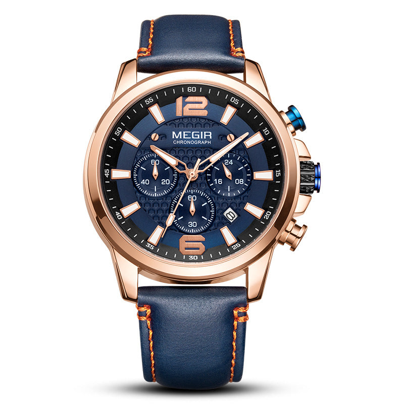 Leather sports quartz watch