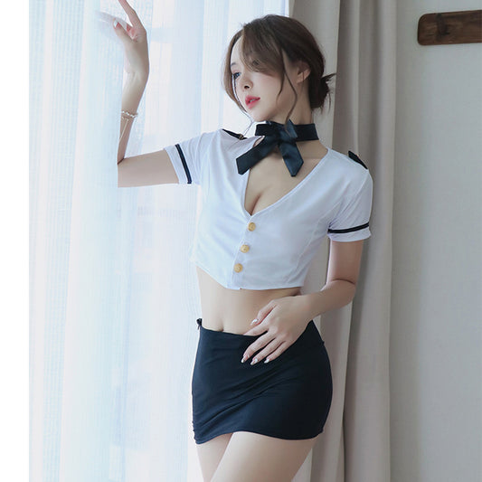 Lingerie Ladies Sailor Stewardess Uniform Cosplay