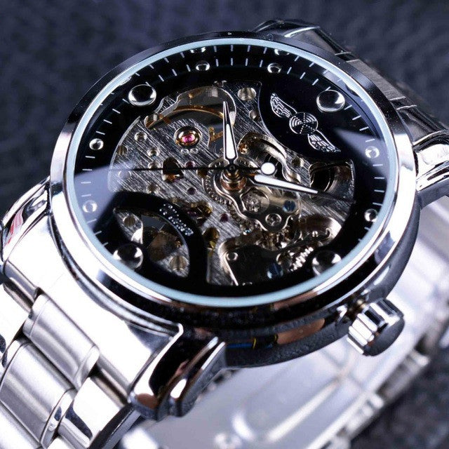 Casual temperament skeleton automatic mechanical watch