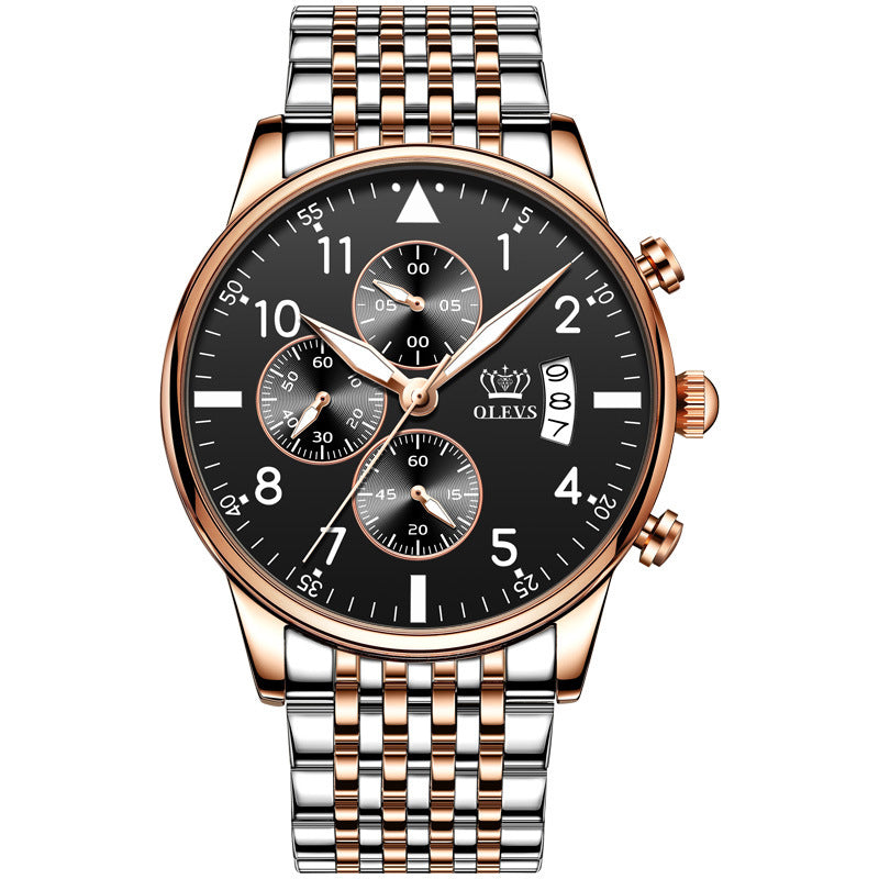 Multifunctional Chronograph Quartz Watch Luminous Waterproof Men's Watch