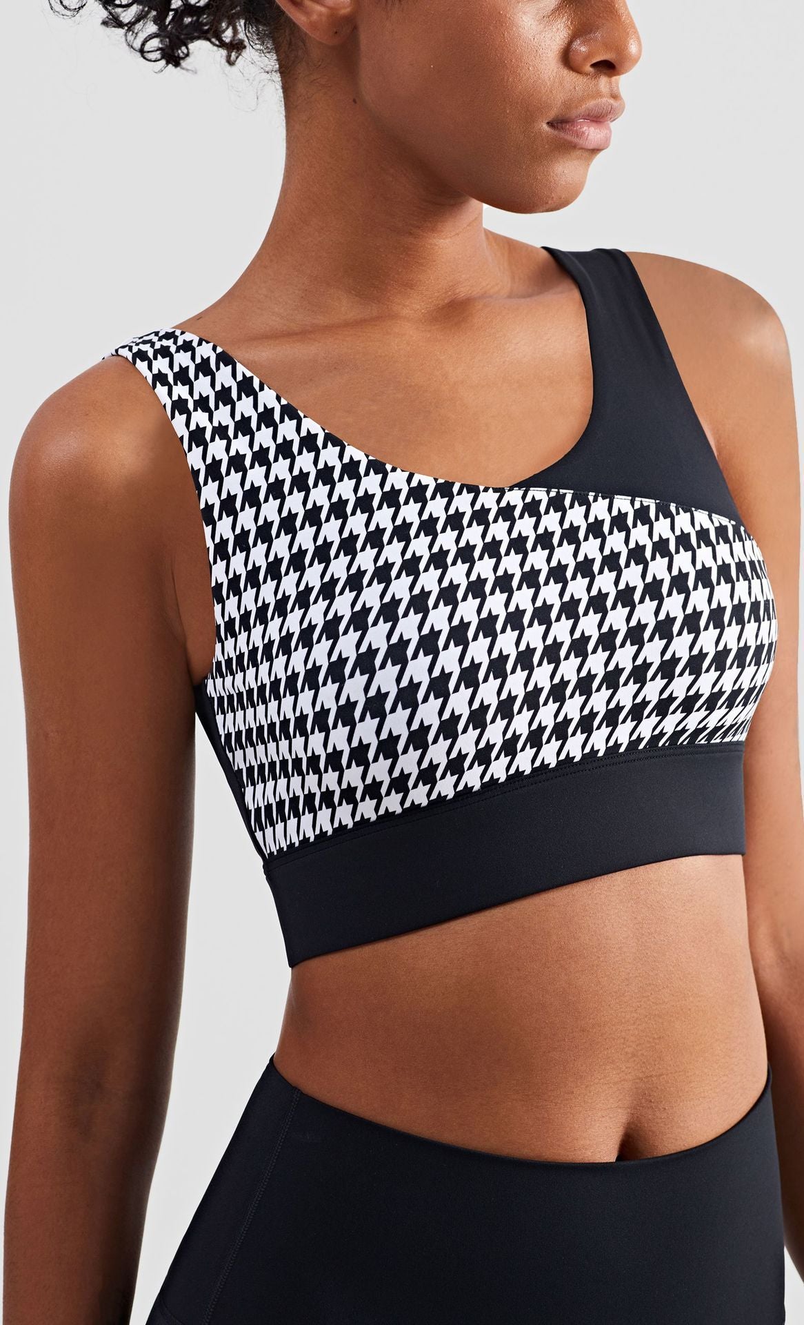 Houndstooth Contrast Yoga Lingerie Tank Top