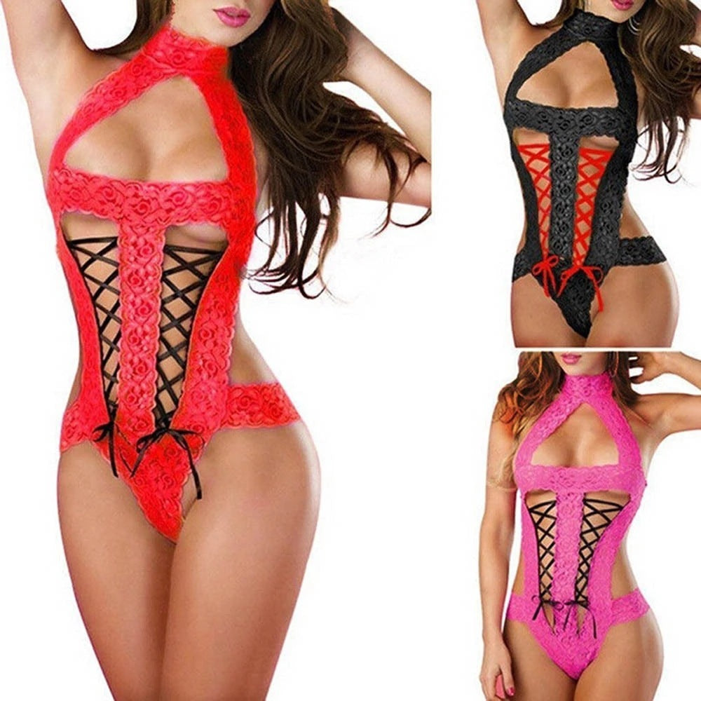 Women's Lingerie Bow Lace Sexy Suit