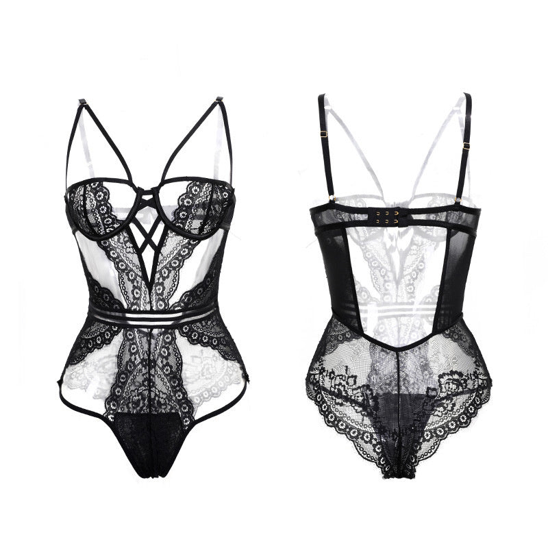 Sexy Lingerie Lace Steel Ring Corset Suit