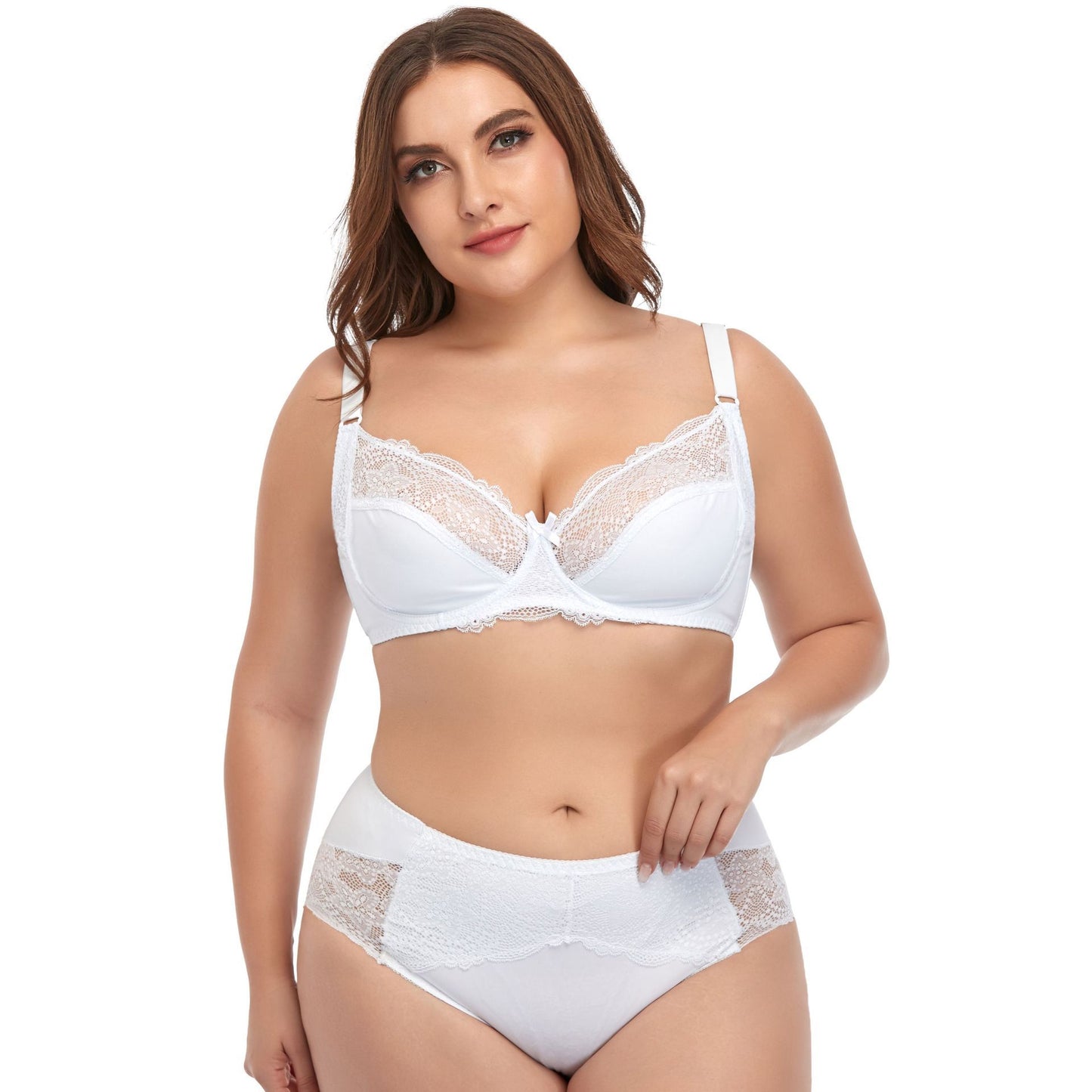 Plus Size Underwire Lace Trim Lingerie