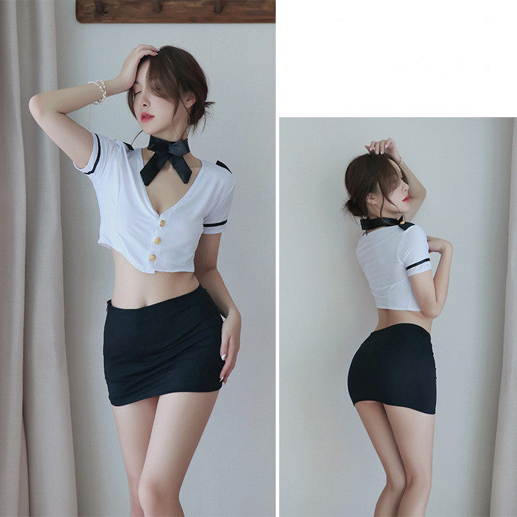 Lingerie Ladies Sailor Stewardess Uniform Cosplay