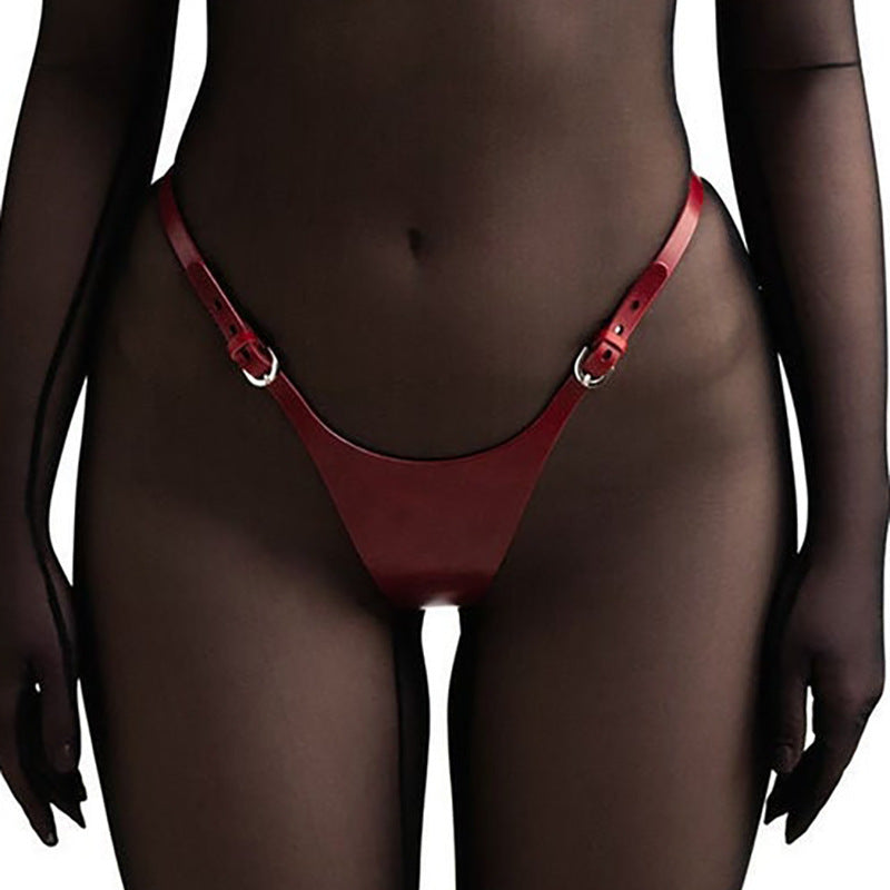 Enges, verstellbares Dessous-Set aus Leder für Damen