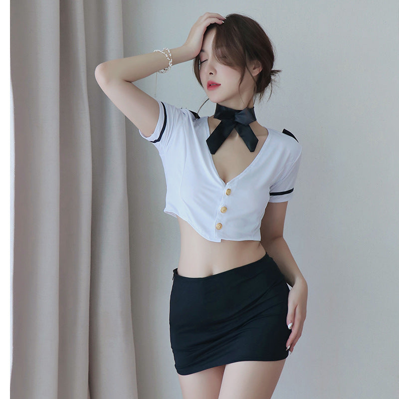 Lingerie Ladies Sailor Stewardess Uniform Cosplay