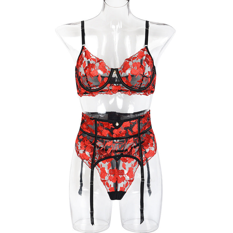 Ladies Fashion Lace Red Lingerie Set