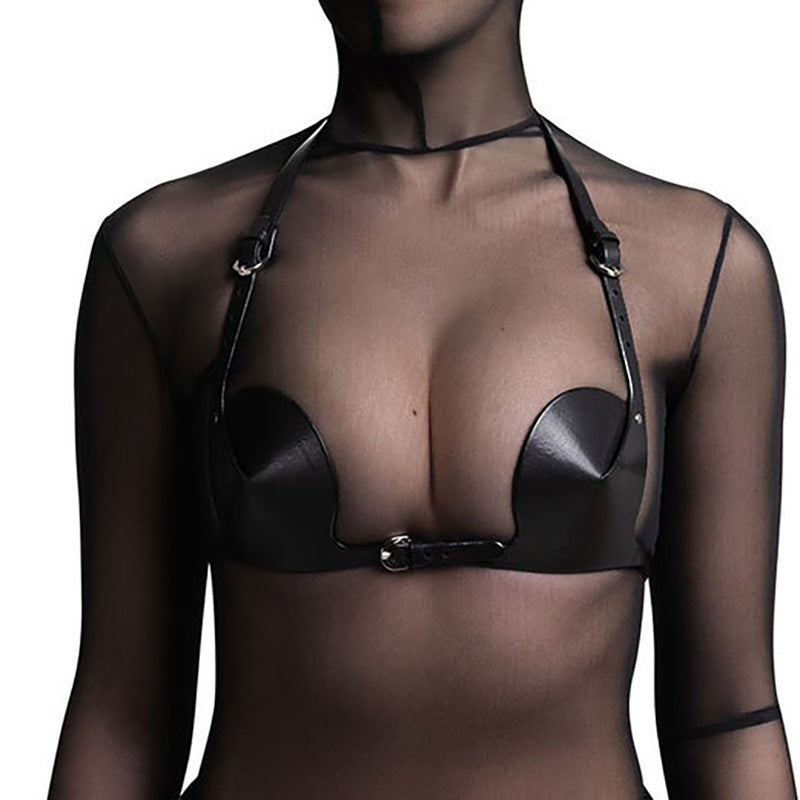 Enges, verstellbares Dessous-Set aus Leder für Damen